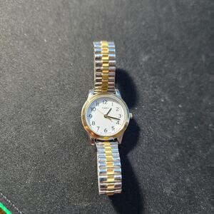 Timex Wristwatch Stainless Steel Two-Tone Band Analog Indiglo WR30M